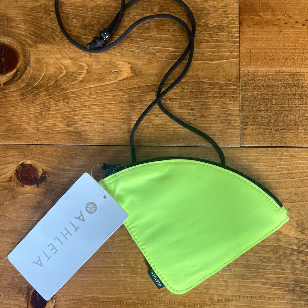 Athleta Bright Lime Zippered Bag with adjustable cord